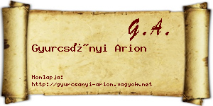Gyurcsányi Arion névjegykártya